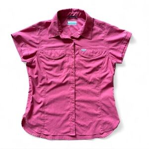 Columbia Shirt Womens Medium Pink Omni-Shade Short Sleeve Hiking Fishing outdoor
